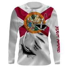 Load image into Gallery viewer, fishing hook vector hook on florida flag long sleeve shirt