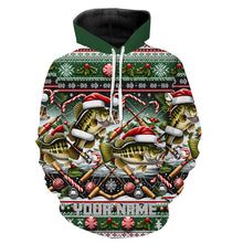 Load image into Gallery viewer, Largemouth Bass Fishing Custom Ugly Sweater Pattern Christmas Fishing Shirts, Xmas Fishing Outfits IPHW5566