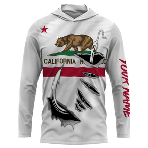 California Flag 3D Fish hook Custom Long Sleeve performance Fishing Shirts IPH1904