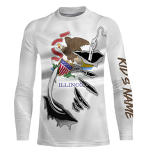 Load image into Gallery viewer, IL Illinois Flag Fishing 3D Fish Hook UV protection quick dry customize name long sleeves shirts UPF 30+ personalized Patriotic fishing apparel gift for Fishing lovers - IPH1908