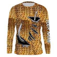 Load image into Gallery viewer, Redfish Fishing scales Fish hook Custom Long Sleeve performance Fishing Shirts | Red drum Fishing shirts - IPH1920