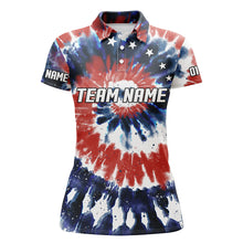 Load image into Gallery viewer, American Flag Tie Dye Bowling Shirts For Women, Custom Bowling Team Jerseys IPHW4524