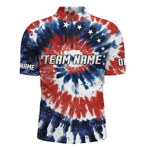 American Flag Tie Dye Bowling Shirts For Men, Custom Bowling Team Jerseys IPHW4524