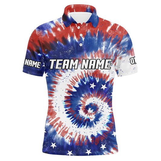 American Flag Tie Dye Bowling Shirts For Men, Custom Bowling Team Jerseys IPHW4525
