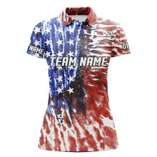 Load image into Gallery viewer, American Flag Tie Dye Bowling Shirts For Women, Custom Bowling Team Jerseys IPHW4526