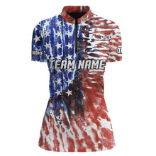 Load image into Gallery viewer, American Flag Tie Dye Bowling Shirts For Women, Custom Bowling Team Jerseys IPHW4526