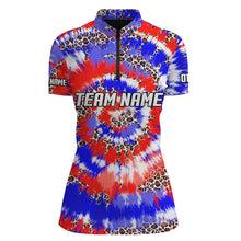 Load image into Gallery viewer, American Flag Tie Dye Bowling Shirts For Women, Custom Bowling Team Jerseys IPHW4527