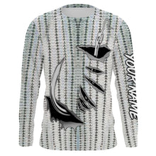 Load image into Gallery viewer, Striped Bass Fishing scales Custom Long Sleeve performance Fishing Shirts, personalized Fishing apparel - IPH1924
