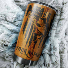 Load image into Gallery viewer, 1PC Redfish Puppy Drum Fishing Tumbler American Flag Custom name Stainless Steel Tumbler Cup - Personalized drinking mug for adults and kids - IPH2580
