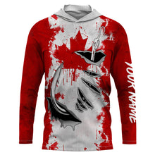 Load image into Gallery viewer, Personalized Canada flag Fish hook long sleeve performance Fishing Shirts, Canada fishing jerseys IPHW2851
