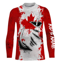 Load image into Gallery viewer, Personalized Canada flag Fish hook long sleeve performance Fishing Shirts, Canada fishing jerseys IPHW2851