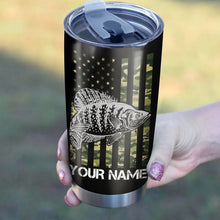 Load image into Gallery viewer, Crappie Fishing Tumbler US Flag Camo Patriot Customize name Stainless Steel Tumbler Cup Personalized Fishing gift for fisherman - IPH1274