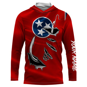 TN Fishing 3D Fish Hook Tennessee Flag UV protection quick dry customize name long sleeves shirts personalized fishing apparel gift for Fishing lovers IPHW474