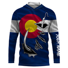 Load image into Gallery viewer, CO Fishing 3D Fish Hook Colorado Flag UV protection quick dry customize name long sleeves shirts personalized fishing apparel gift for Fishing lovers IPHW475