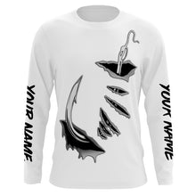 Load image into Gallery viewer, Fishing Fish hook Custom Long sleeve performance Fishing Shirts | white IPHW2996