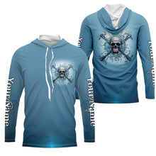 Load image into Gallery viewer, Water Skull And Crossbone Custom Long Sleeve Performance Fishing Shirts, Saltwater Fishing Shirts IPHW4830
