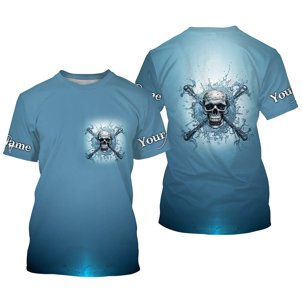 Water Skull And Crossbone Custom Long Sleeve Performance Fishing Shirts, Saltwater Fishing Shirts IPHW4830