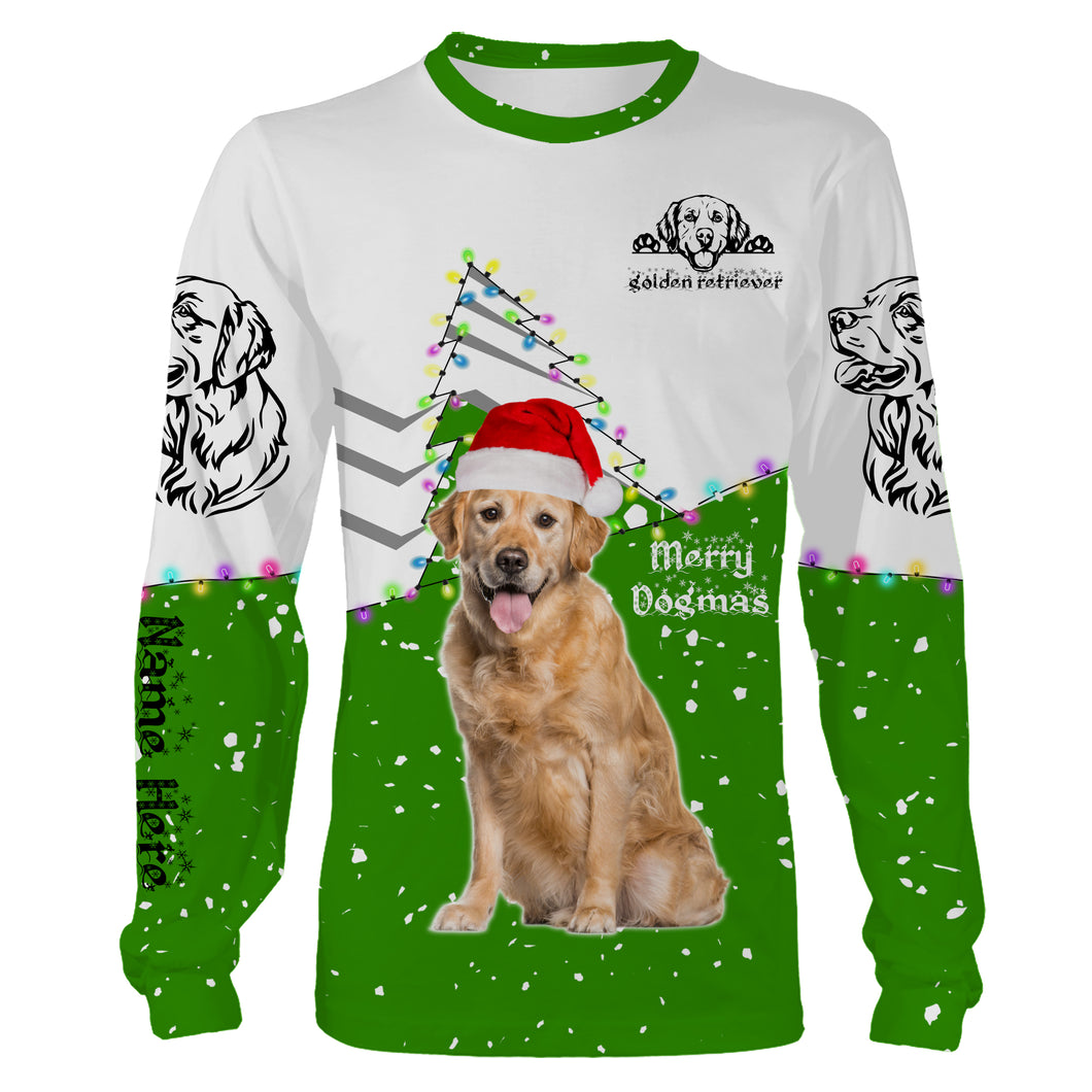 Cute funny Golden Retriever Christmas 3D All over Sweatshirt, Long sleeve, Zip up, Hoodie shirt styles to choose for Dog lovers - IPH2159