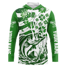 Load image into Gallery viewer, Custom St Patrick&#39;S Day American Flag Bass Fishing Shirts, Shamrock Flag Bass Fishing Jerseys IPHW5895