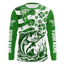 Load image into Gallery viewer, Custom St Patrick&#39;S Day American Flag Bass Fishing Shirts, Shamrock Flag Bass Fishing Jerseys IPHW5895