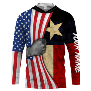 Personalized American Texas Flag Custom Long Sleeve performance Shirts, Patriotic apparel 4th of July day - IPHW1159