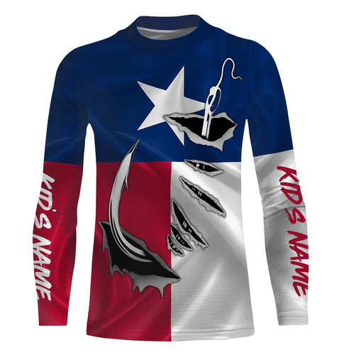 Personalized Texas Flag 3D Fish Hook UV Protection Long Sleeve performance Fishing Shirts IPHW483