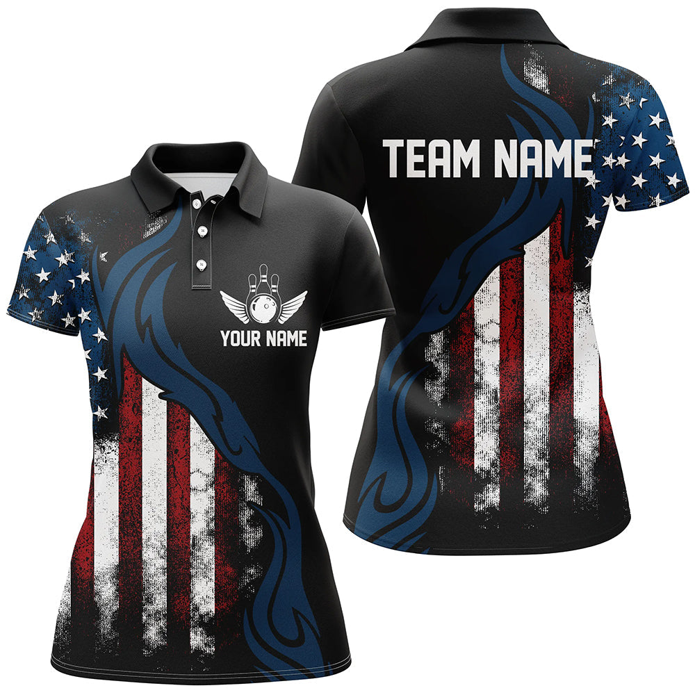 Grunge American Flag Unisex Bowling Team Shirts Custom Patriotic Bowling Gifts For Bowlers Outfit IPHW5478