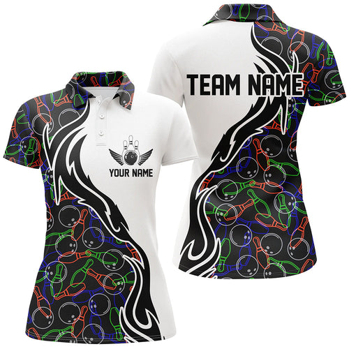 Customized Name Bowling Team Shirts For Women Bowling Pattern Bowling League Jerseys IPHW5485
