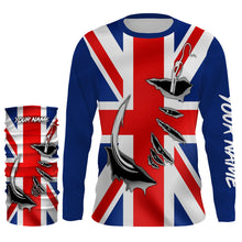 Load image into Gallery viewer, UK Fishing 3D Fish Hook England Flag Sun / UV protection quick dry customize name long sleeves shirts UPF 30+ personalized Patriotic fishing apparel gift for Fishing lovers - IPH1976