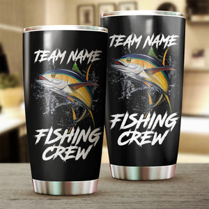 Yellowfin Tuna Fishing Tumbler Crew Customize name Stainless steel beer, coffee Tumbler cup - Personalized Fishing gift fishing team - IPH1194