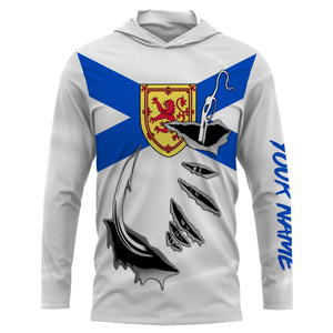 Fish hook Nova Scotia flag Custom Long sleeve Fishing Shirts for men and women IPHW3213