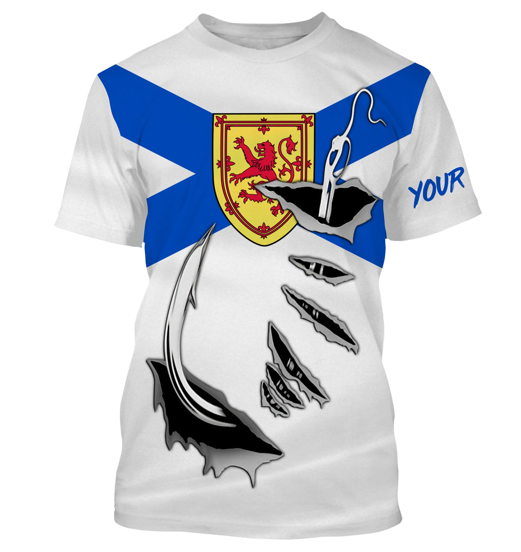 Fish hook Nova Scotia flag Custom Long sleeve Fishing Shirts for men and women IPHW3213