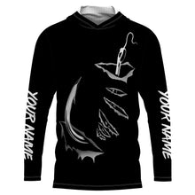 Load image into Gallery viewer, 3D Fish hook Customize UV Protection Long sleeve performance black Fishing Shirts - IPHW522