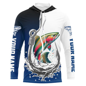 Fishing Hook Rainbow Trout Custom Long Sleeve Tournament Fishing Shirts, Trout Fly Fishing Jerseys IPHW5632