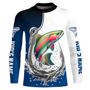 Fishing Hook Rainbow Trout Custom Long Sleeve Tournament Fishing Shirts, Trout Fly Fishing Jerseys IPHW5632