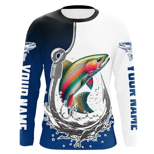 Fishing Hook Rainbow Trout Custom Long Sleeve Tournament Fishing Shirts, Trout Fly Fishing Jerseys IPHW5632