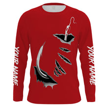 Load image into Gallery viewer, Fish hook Custom Red Long Sleeve performance Fishing Shirts Fishing jerseys - IPHW1364