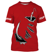 Load image into Gallery viewer, Fish hook Custom Red Long Sleeve performance Fishing Shirts Fishing jerseys - IPHW1364