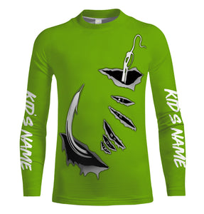 Fish hook Custom Green Long Sleeve performance Fishing Shirts Fishing jerseys - IPHW1366
