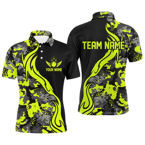 Green Camo Custom Bowling Team Shirts Personalized Bowling League Shirts For Men IPHW5516