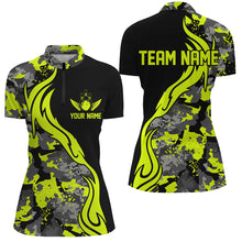 Load image into Gallery viewer, Green Camo Custom Bowling Team Shirts Personalized Bowling League Shirts For Women IPHW5516