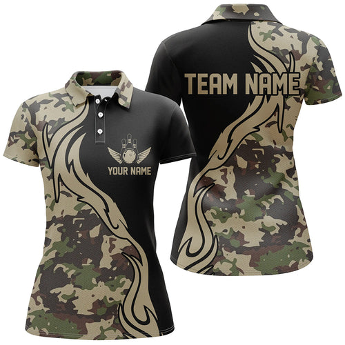 Military Green Camo Army Bowling Team Shirts Personalized Ladies Bowling League Shirts IPHW5517