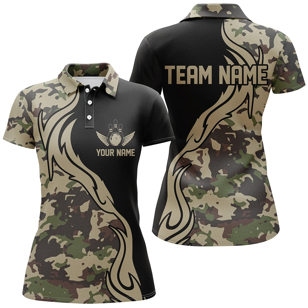 Military Green Camo Army Bowling Team Shirts Personalized Ladies Bowling League Shirts IPHW5517