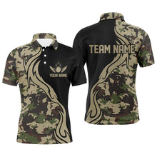 Load image into Gallery viewer, Military Green Camo Custom Army Bowling Team Shirts Personalized Bowling League Shirts For Men IPHW5517