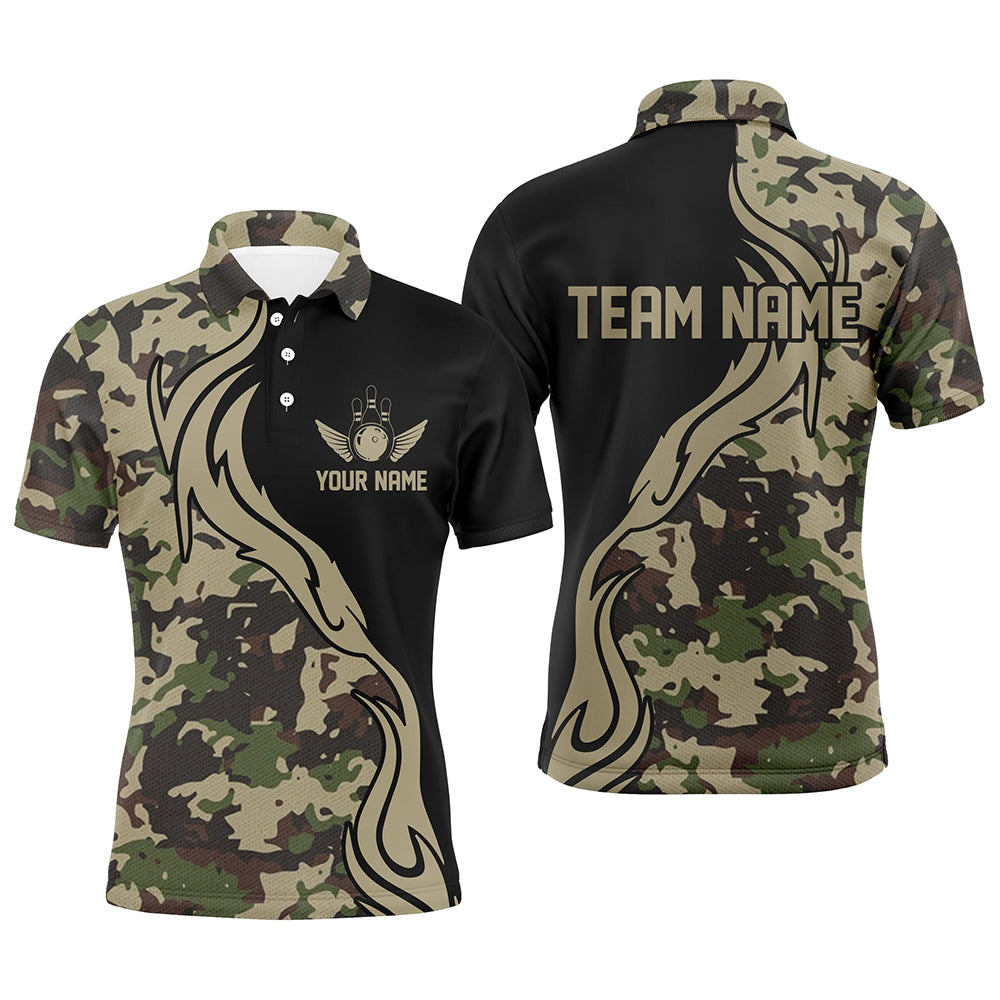 Military Green Camo Custom Army Bowling Team Shirts Personalized Bowling League Shirts For Men IPHW5517