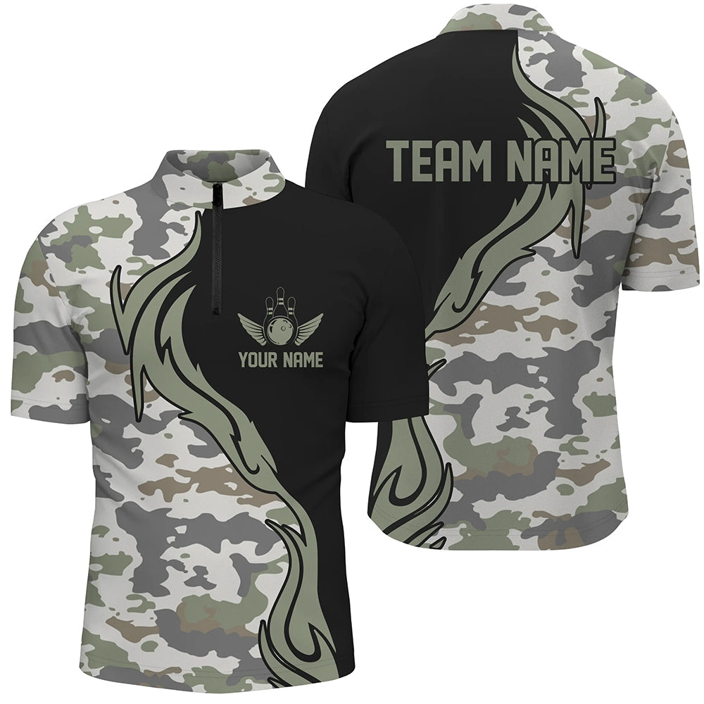 Personalized Camo Bowling Shirts For Men Custom Bowling Team Jerseys Bowlers Outfits IPHW5519