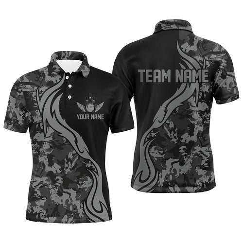 Personalized Gray Camo Bowling Shirts For Men Custom Bowling Team Jerseys Bowlers Outfits IPHW5520