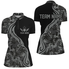 Load image into Gallery viewer, Personalized Gray Camo Bowling Shirts For Women Custom Bowling Team Jerseys Bowlers Outfits IPHW5520