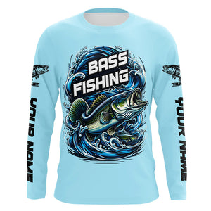 Custom Largremouth Bass Long Sleeve Tournament Fishing Shirts, Uv Protection Bass Fishing Shirt IPHW5938