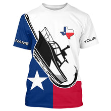 Load image into Gallery viewer, Custom Deep Sea Fishing Shirts With Boat Name, Texas Flag Saltwater Fishing Shirts IPHW4903